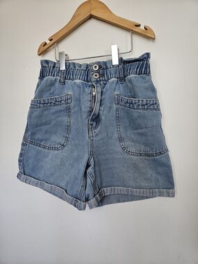 Blumind Girls Blue Denim Paperbag Shorts High Waist Size 16🔥